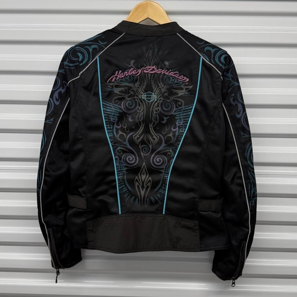 VTG Harley Davidson Riding Gear Embroidered Tribal Mesh Motorcycle Jacket Size M